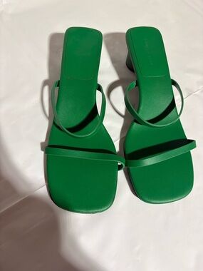 Charles & Keith Emerald Green Strappy Block Heel Sandals